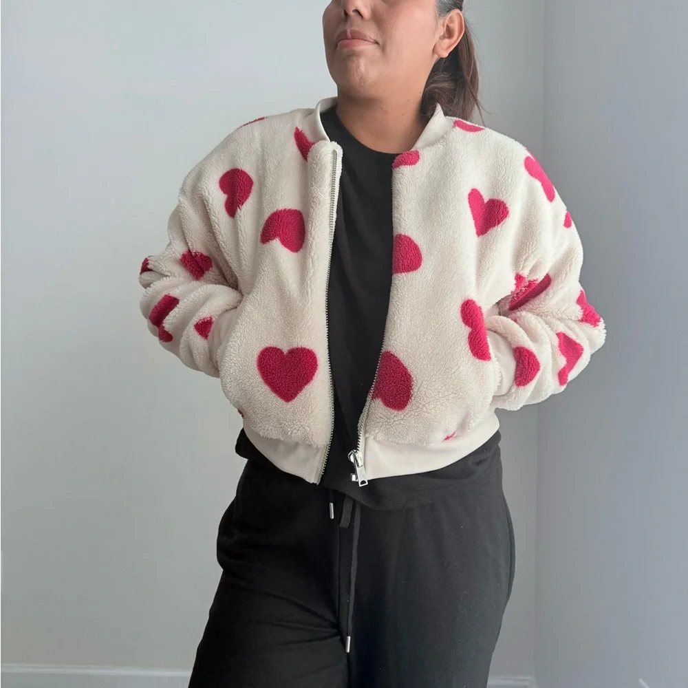 Heart Patterned Cream Jacket - Picture 2 of 3